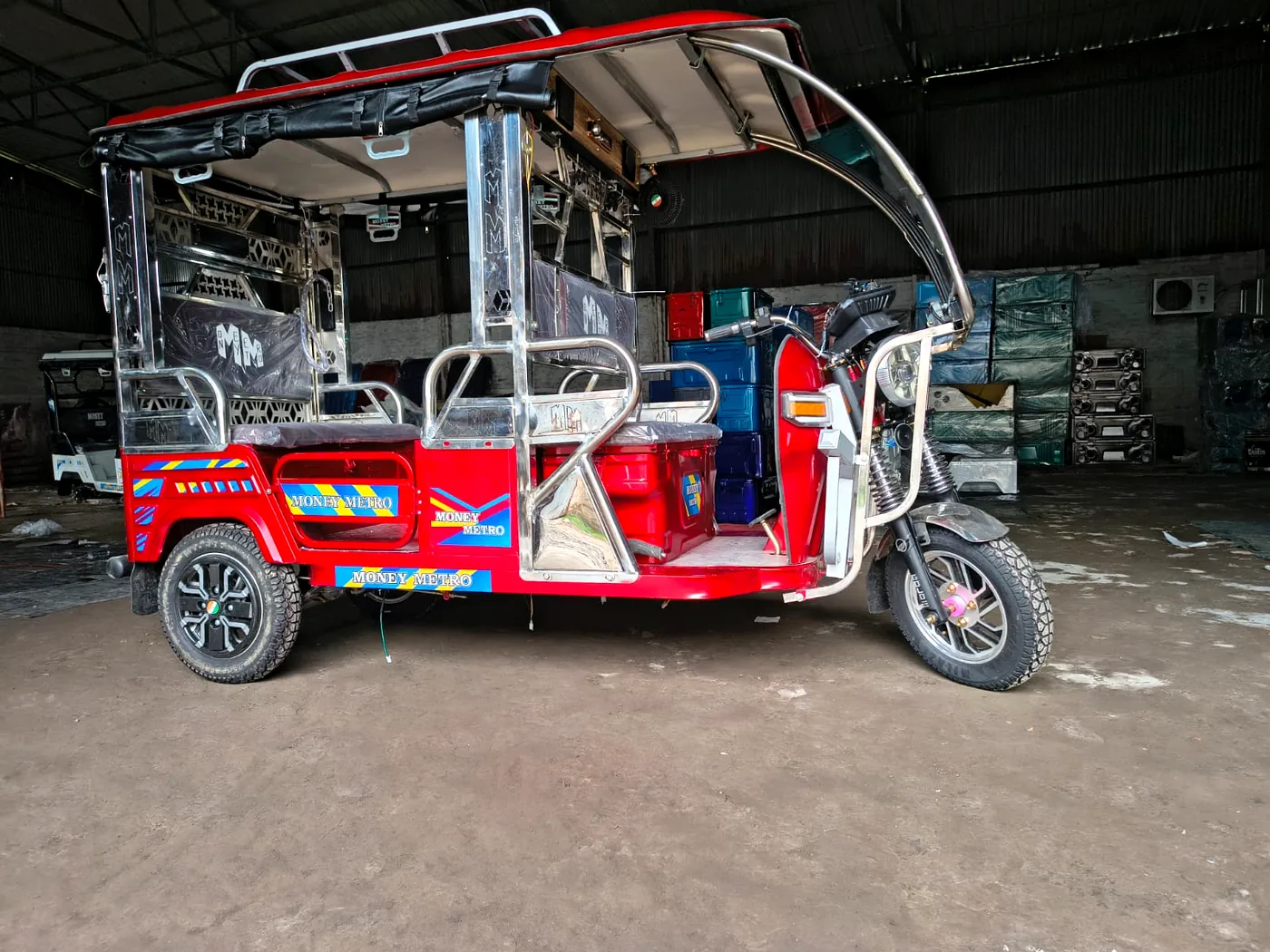 Red Money Metro Electric Rickshaw in Factory